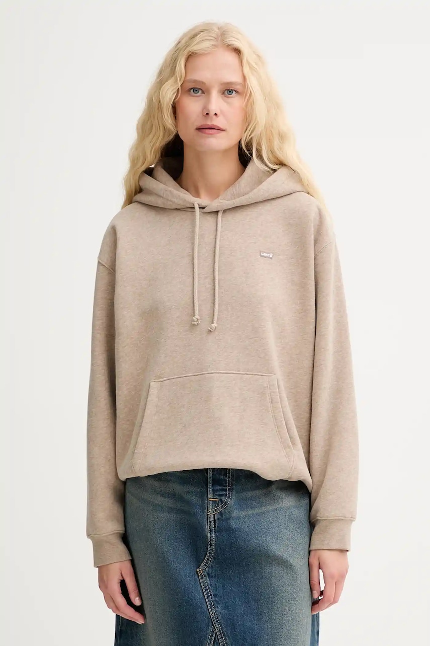 Levi's bluză culoarea maro, cu glugă, melanj, A5943