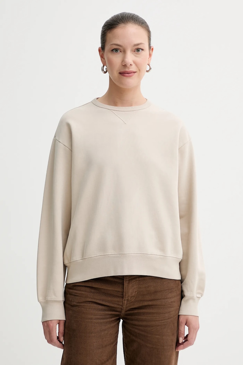 Levi\'s hanorac de bumbac culoarea bej, neted, A8789