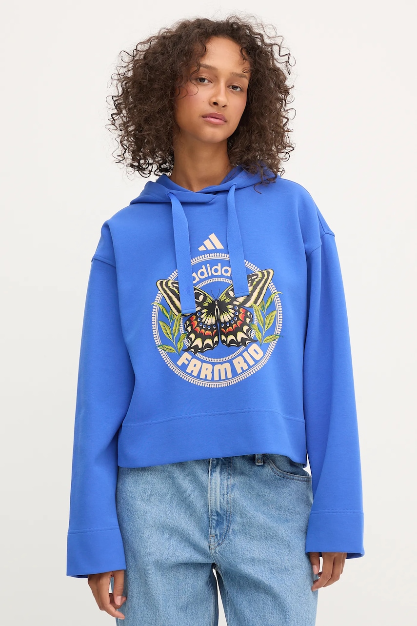 adidas bluză x Farm Rio cu glugă, cu imprimeu, JL8608