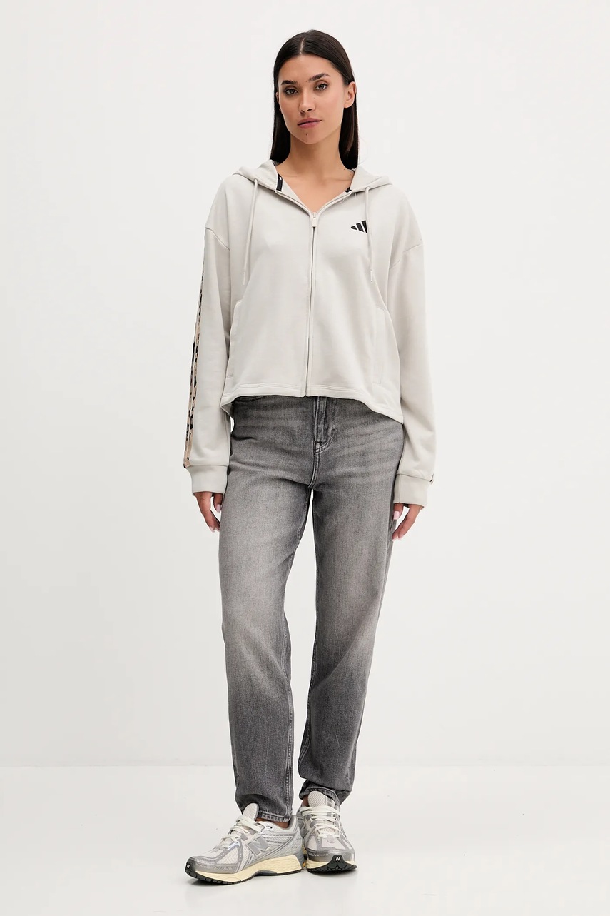 Кофта adidas Animal цвет бежевый с капюшоном с аппликацией JM1860