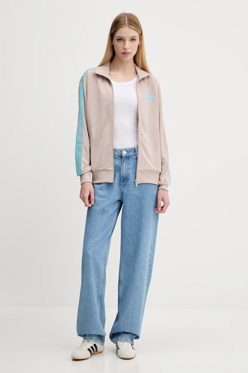 Кофта adidas Originals Firebird цвет коричневый с аппликацией JX7864 Кофта adidas Originals Firebird цвет коричневый с аппликацией JX7864