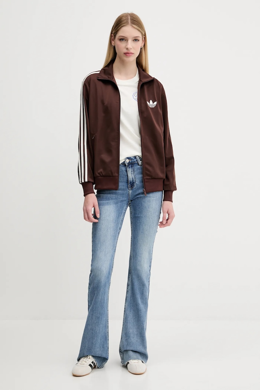 Кофта adidas Originals Firebird цвет коричневый с аппликацией KH1593 Кофта adidas Originals Firebird цвет коричневый с аппликацией KH1593