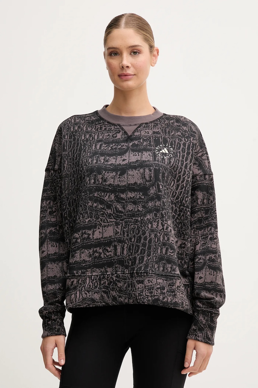 adidas by Stella McCartney hanorac de antrenament culoarea negru, cu imprimeu, JN2215