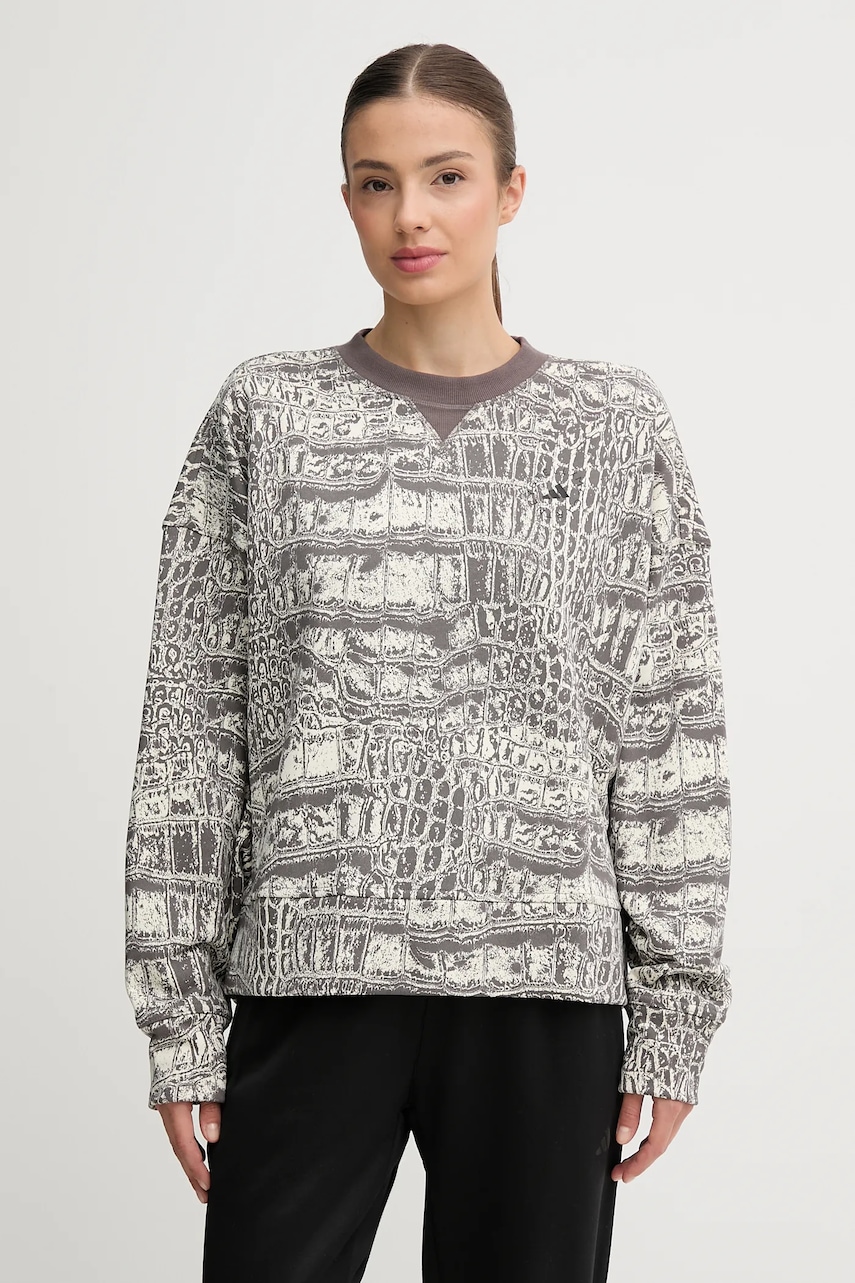 adidas by Stella McCartney hanorac de bumbac culoarea bej, cu imprimeu, JW4648