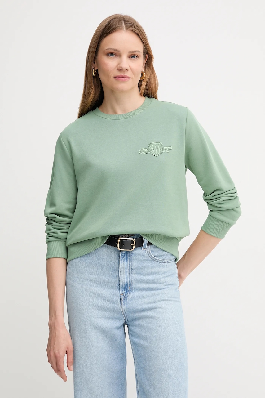Gant bluză culoarea verde, uni, 4202586
