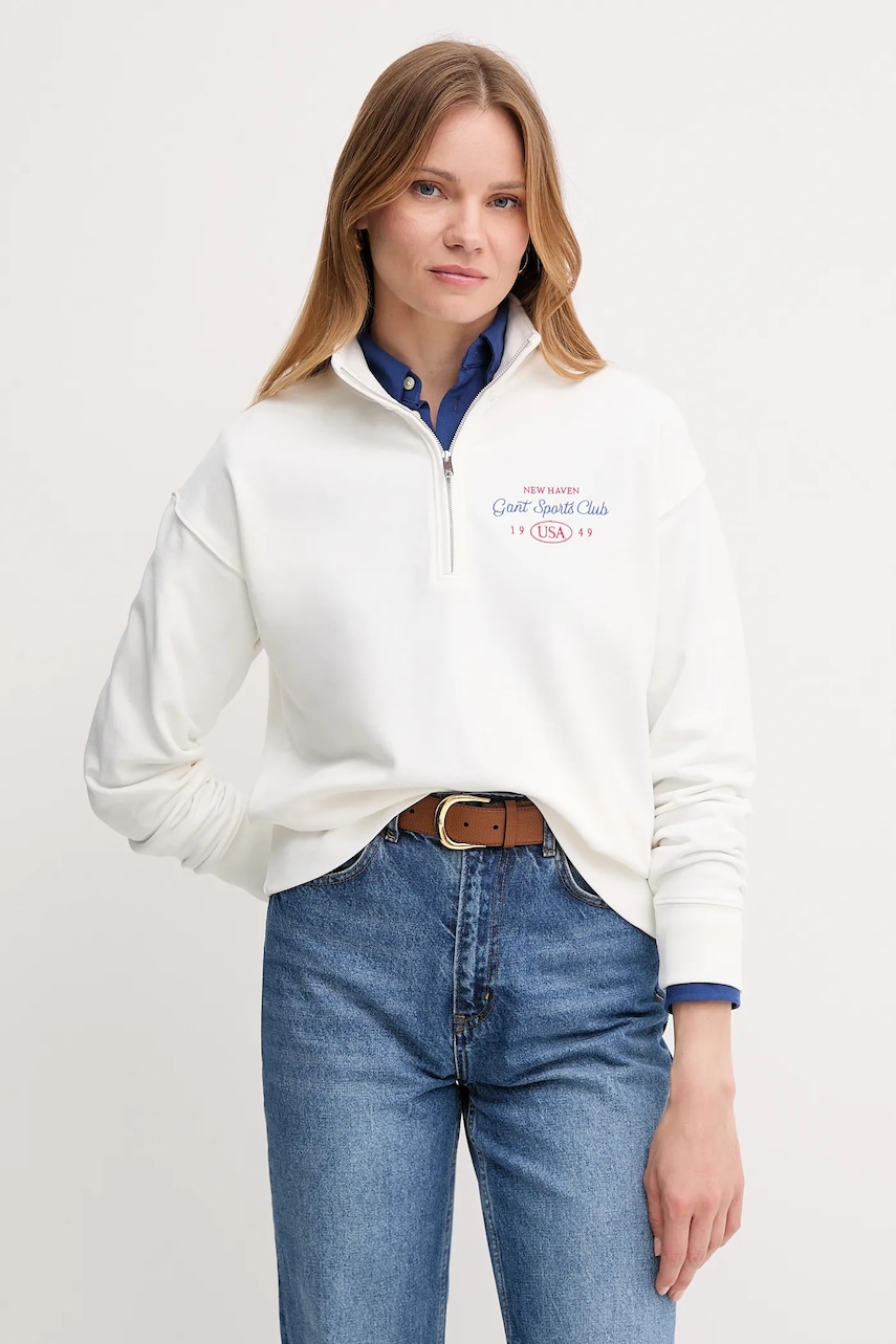 Gant hanorac de bumbac culoarea alb, cu imprimeu, 4204215