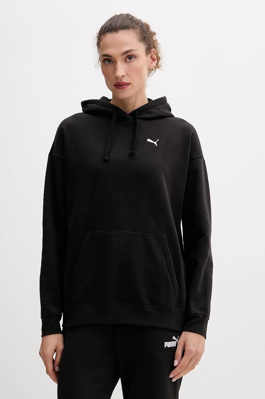 Puma bluză culoarea negru, cu glugă, cu imprimeu, 684976