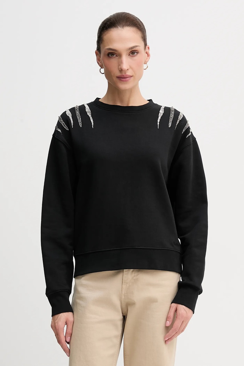 Pepe Jeans bluză culoarea negru, cu imprimeu, PL5800024
