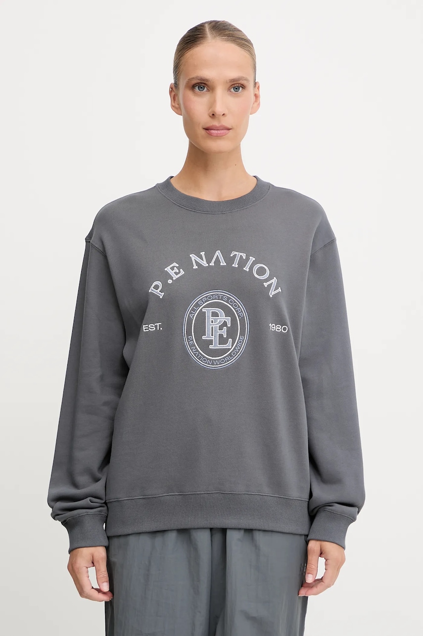 P.E Nation hanorac de bumbac Voyage culoarea gri, cu imprimeu, 253F133