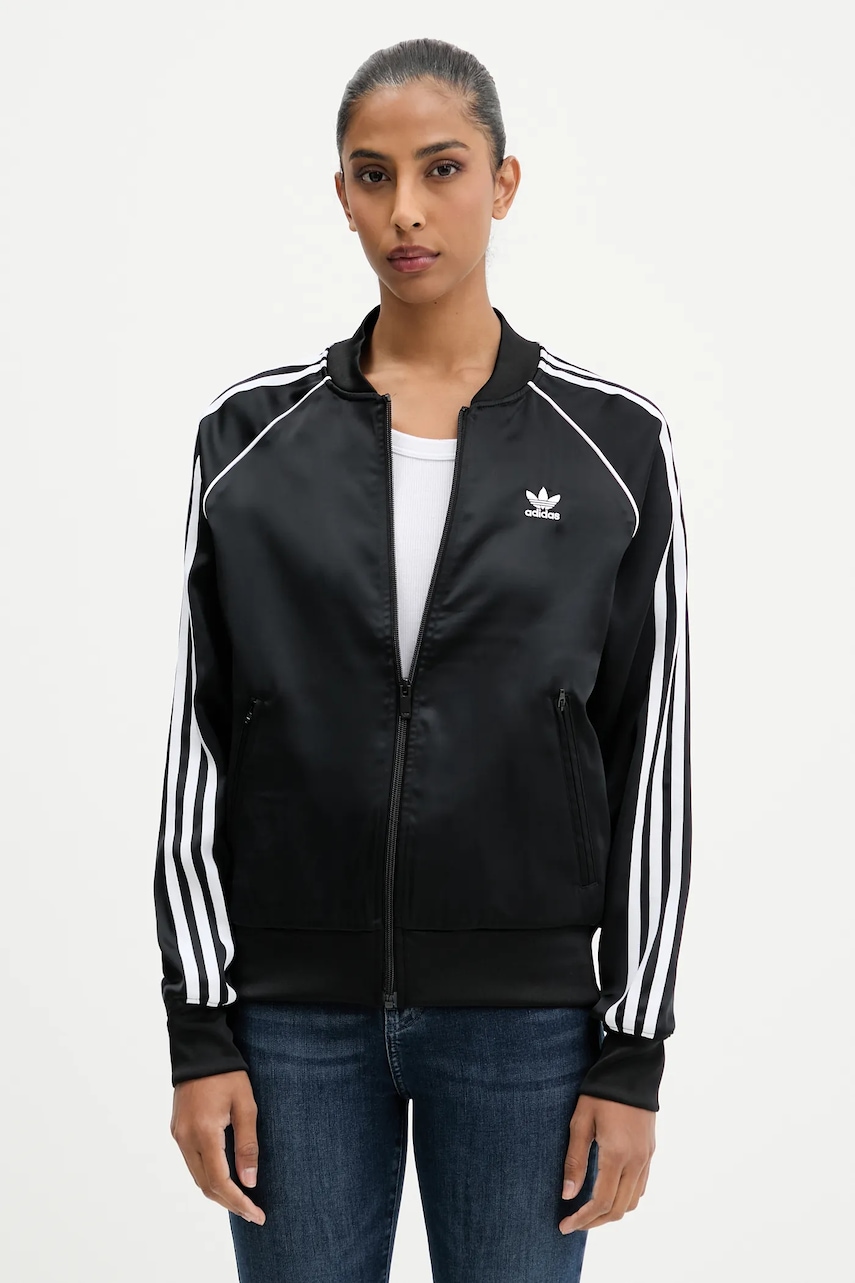 adidas Originals bluză SST SATIN culoarea negru, cu imprimeu, JZ6733