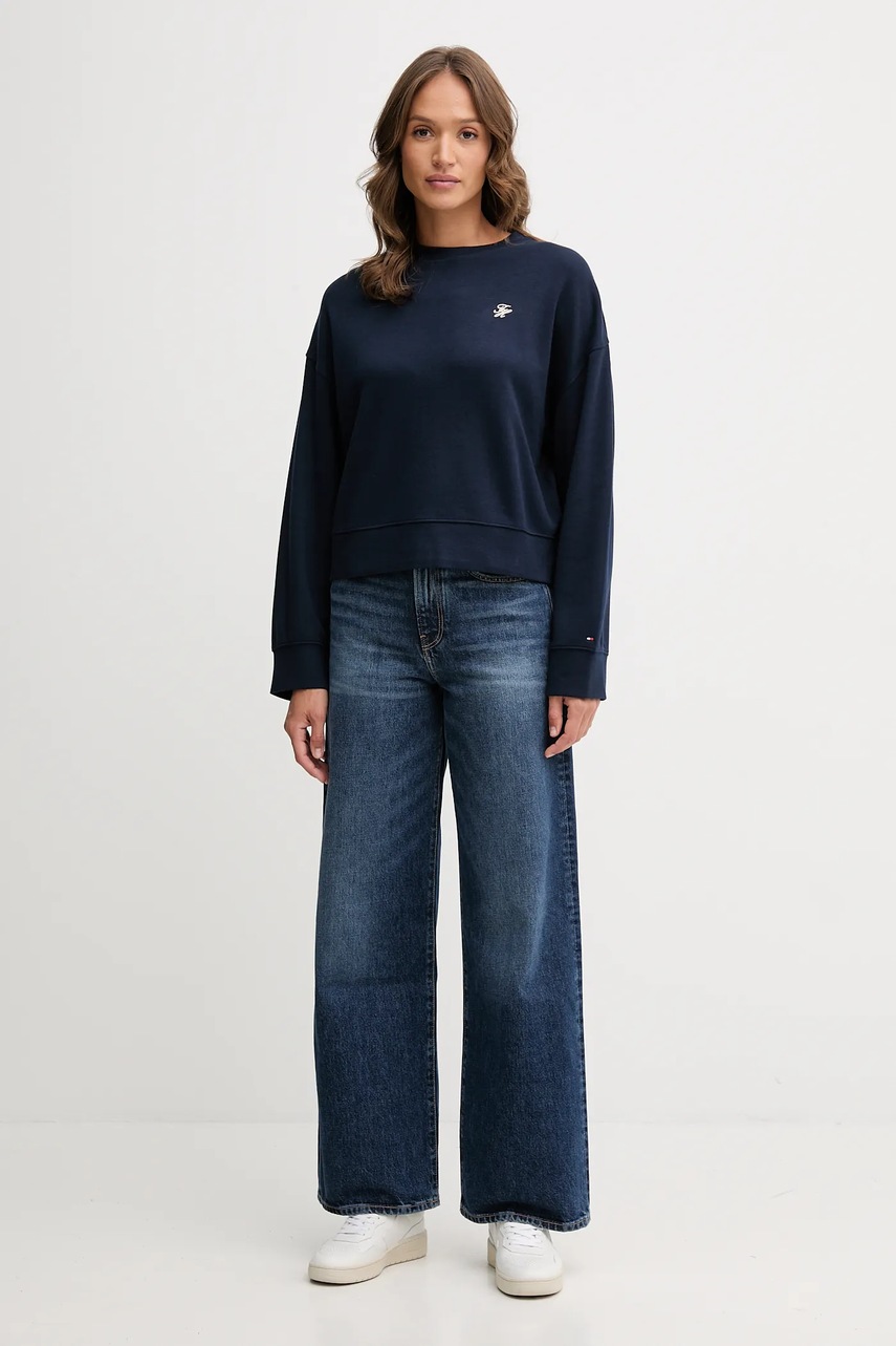 Кофта Tommy Hilfiger цвет синий однотонная WW0WW46152