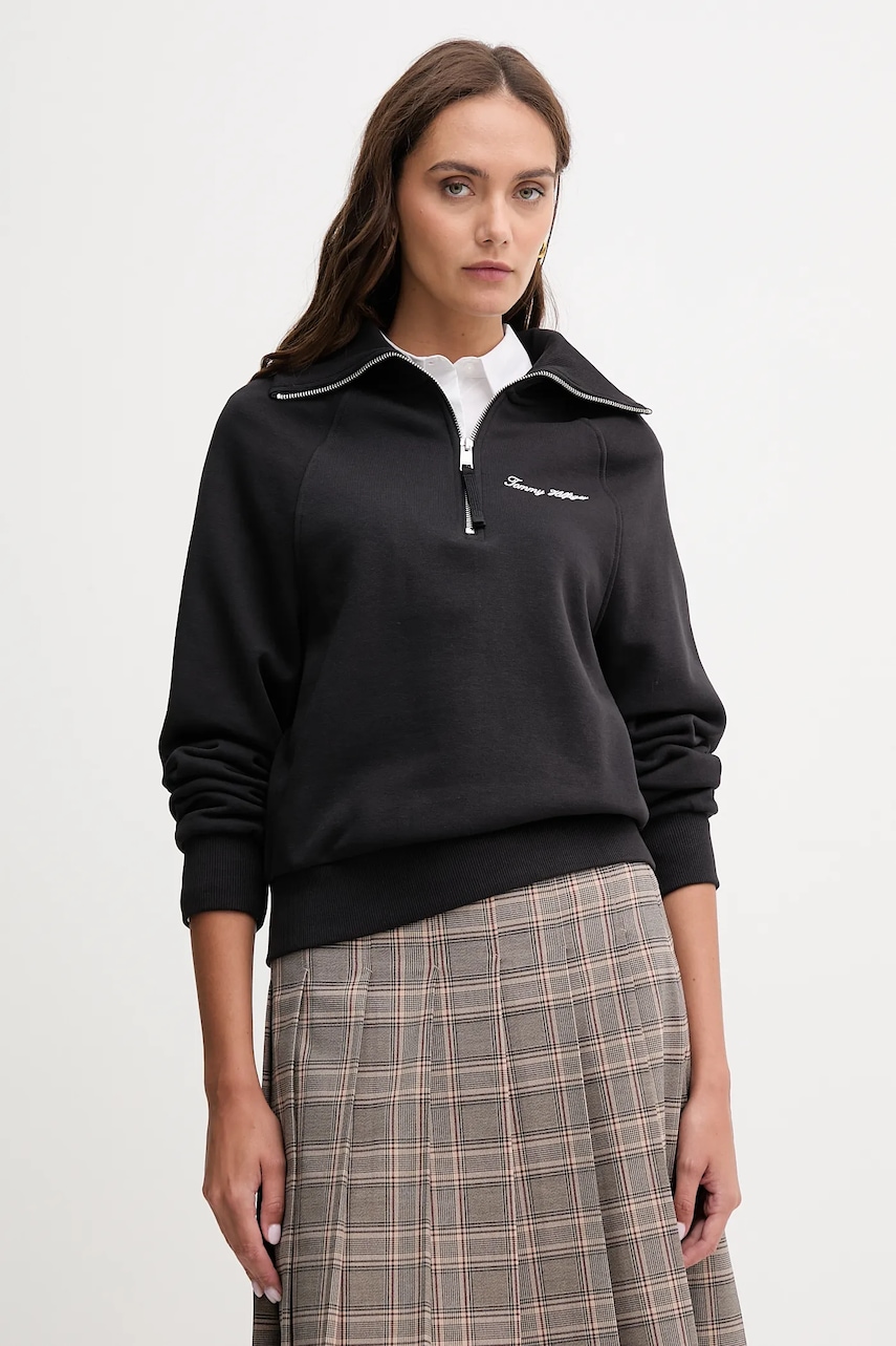 Levně Mikina Tommy Hilfiger dámská, černá barva, hladká, WW0WW46632