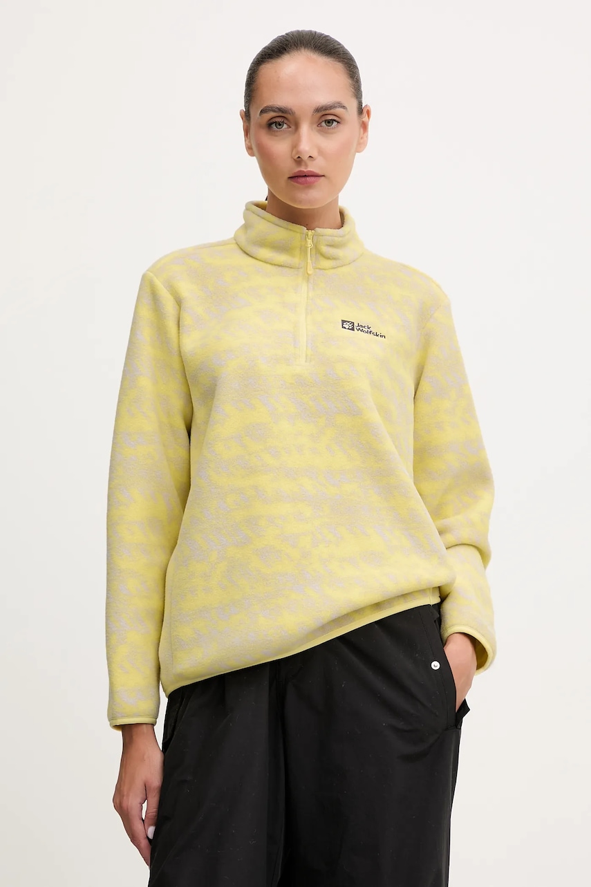 Jack Wolfskin hanorac în aer liber BIG SKY culoarea galben, cu imprimeu, A65449
