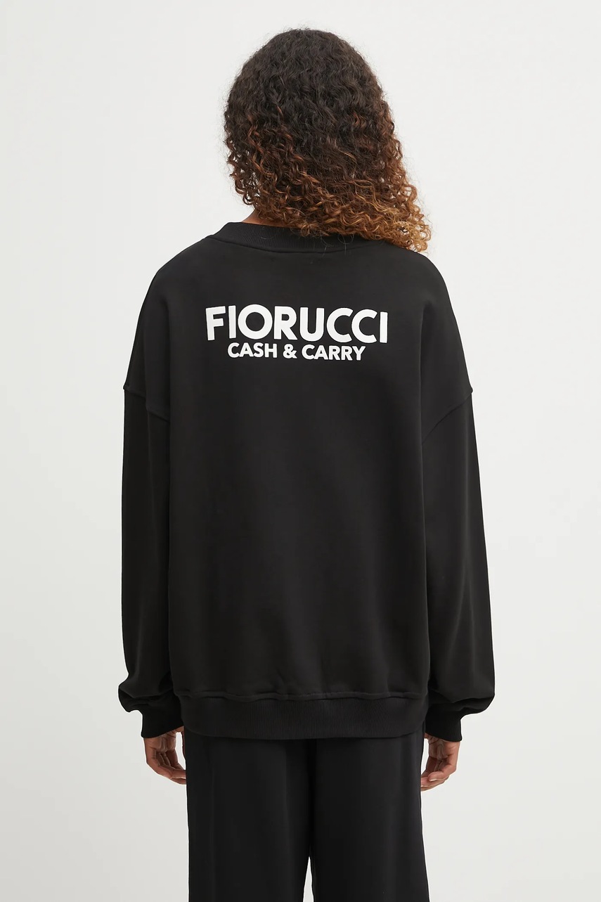 Bavlněná mikina Fiorucci Cash and Carry Print Relaxed Crewneck dámská, černá barva, s potiskem, W02FPSCR188CJ01BK01
