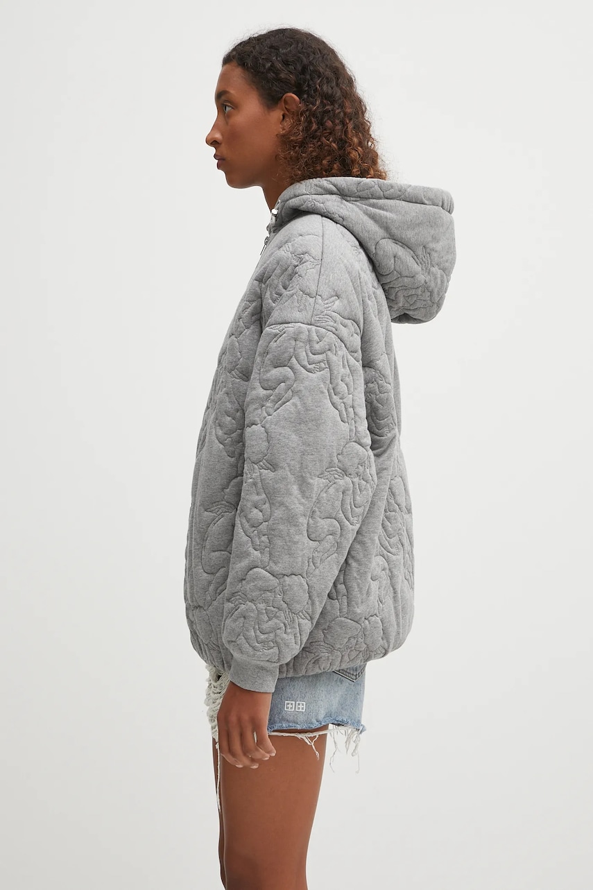 Куртка Fiorucci Kissing Angels Quilted цвет серый демисезонная oversize W02FPSHO092CJ05GY01 Куртка Fiorucci Kissing Angels Quilted цвет серый демисезонная oversize W02FPSHO092CJ05GY01