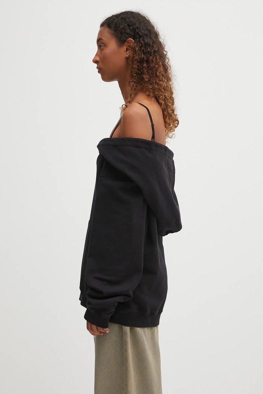 Хлопковая кофта MM6 Maison Margiela цвет чёрный с капюшоном однотонная S52GU0244.M25014.900