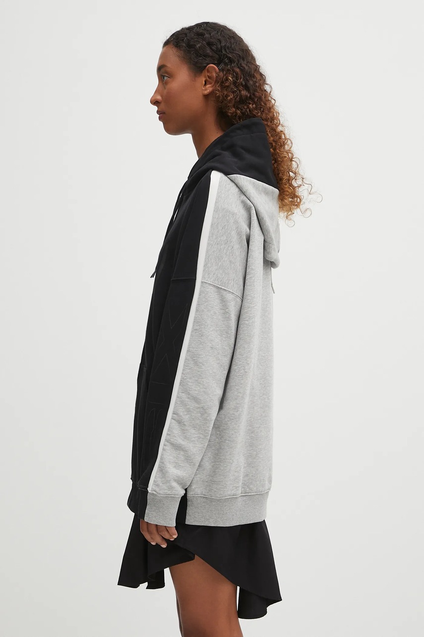 Двусторонняя кофта MM6 Maison Margiela цвет серый с капюшоном узор S52HG0040.M25013.964