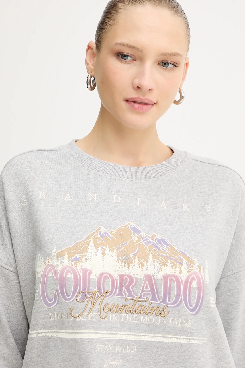 Βαμβακερή μπλούζα BOSS Orange γυναικεία, χρώμα: γκρι, 50549186 φωτογραφία