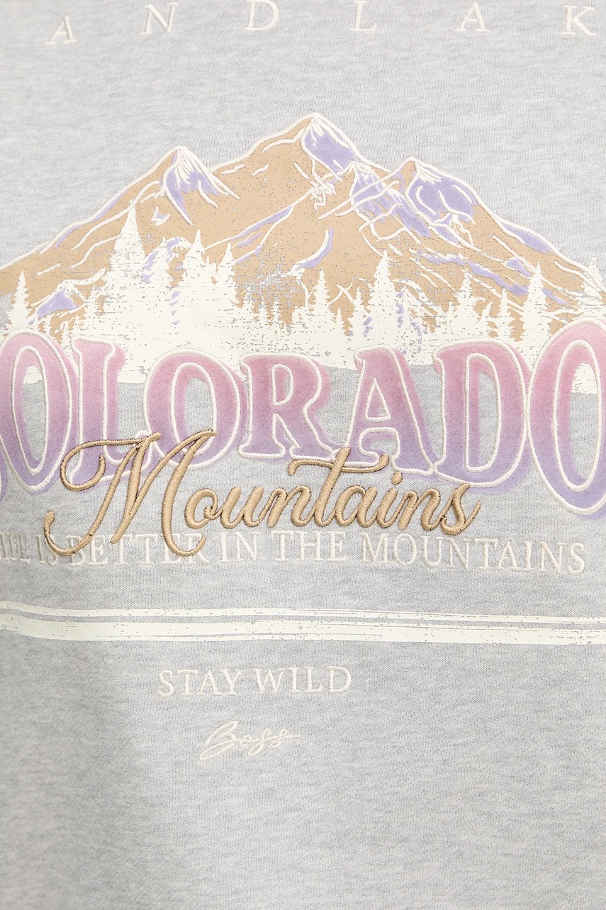 Βαμβακερή μπλούζα BOSS Orange γυναικεία, χρώμα: γκρι, 50549186 φωτογραφία