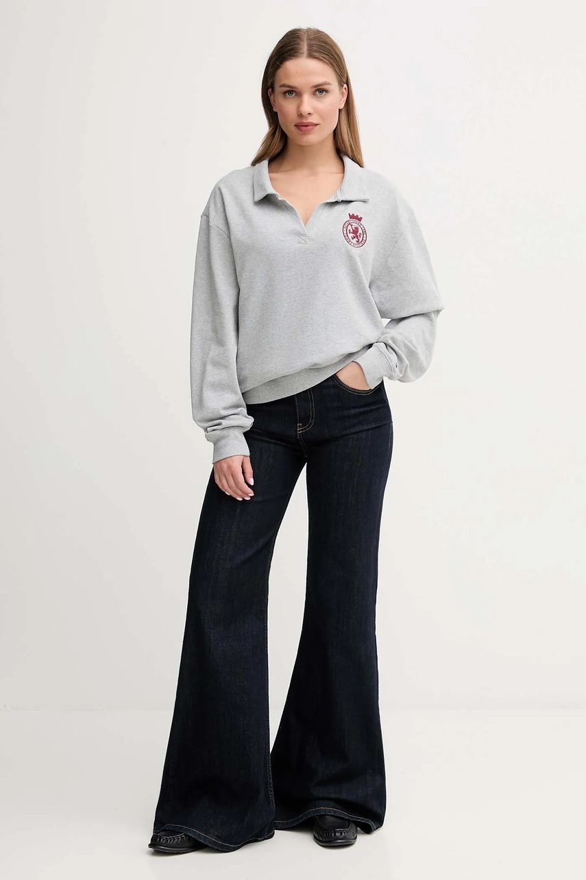 Кофта Tommy Hilfiger цвет серый с аппликацией UW0UW06078