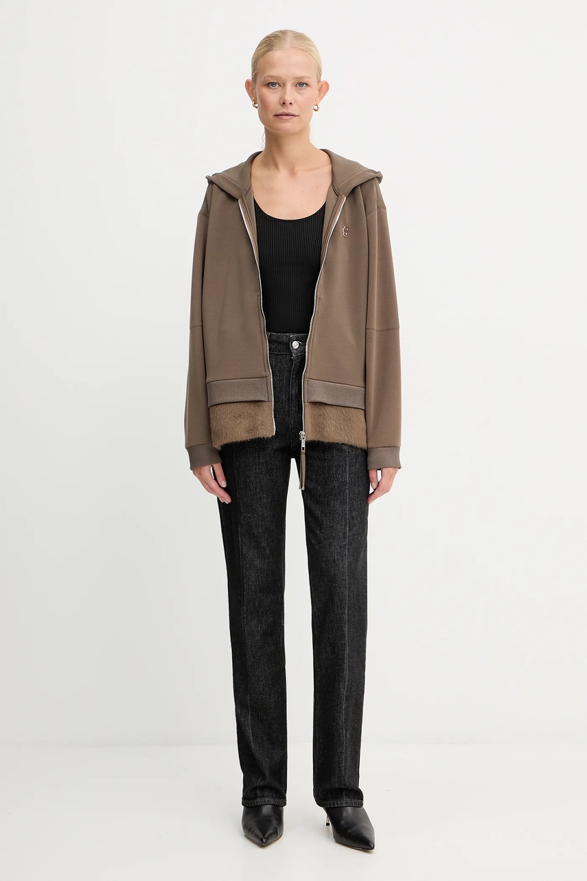 Кофта BOSS цвет коричневый с капюшоном однотонная 50548731