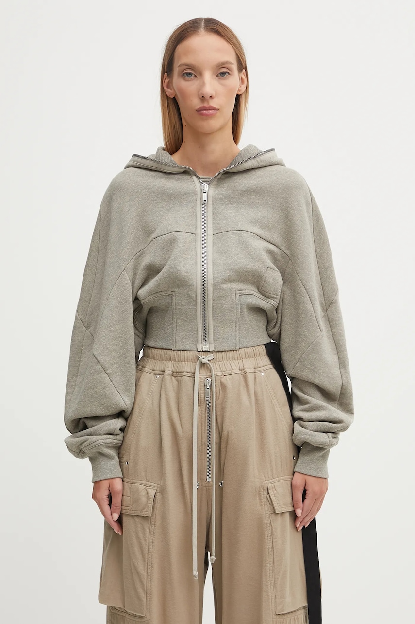 Rick Owens DRKSHDW bluză Collage Gimp culoarea gri, cu glugă, melanj, DS02E7233.FGM