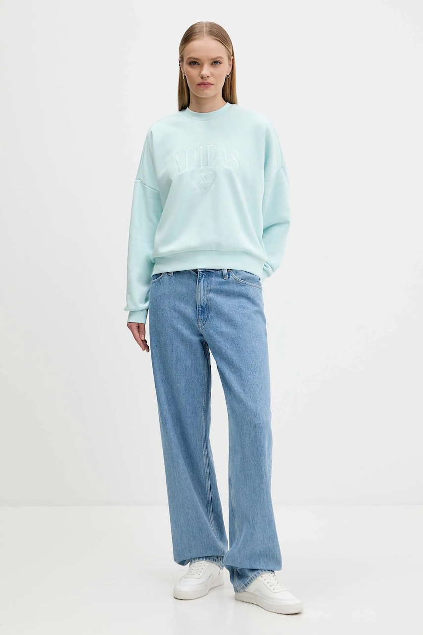 Кофта adidas Cozy цвет бирюзовый с аппликацией JM1792 Кофта adidas Cozy цвет бирюзовый с аппликацией JM1792