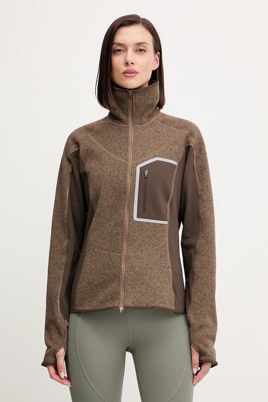 adidas by Stella McCartney hanorac de antrenament Climawam Running culoarea verde, cu model, JM6049