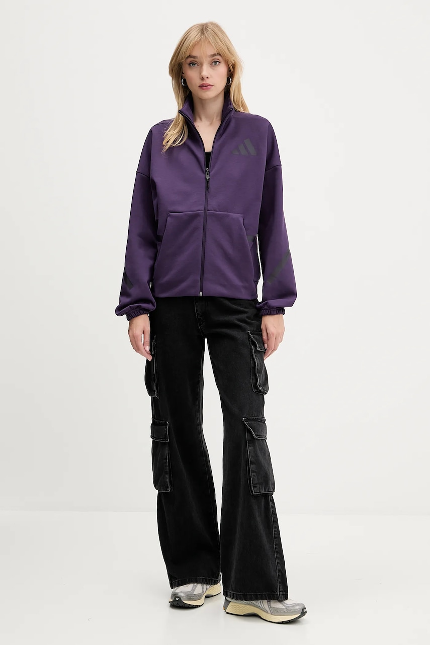 Кофта adidas adidas x Z.N.E цвет фиолетовый с принтом JW7780 Кофта adidas adidas x Z.N.E цвет фиолетовый с принтом JW7780