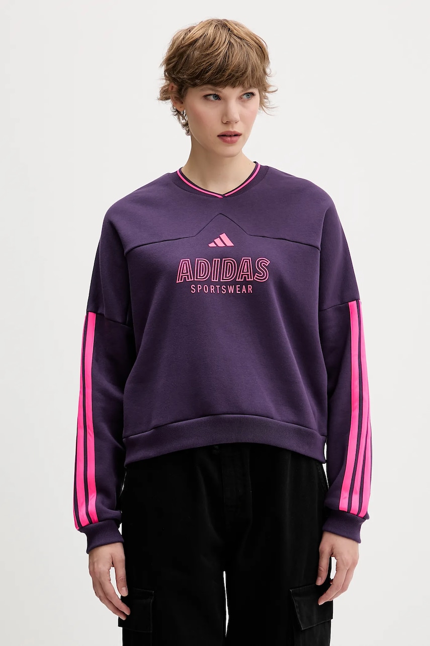 adidas bluză Tiro culoarea violet, cu imprimeu, JX5119