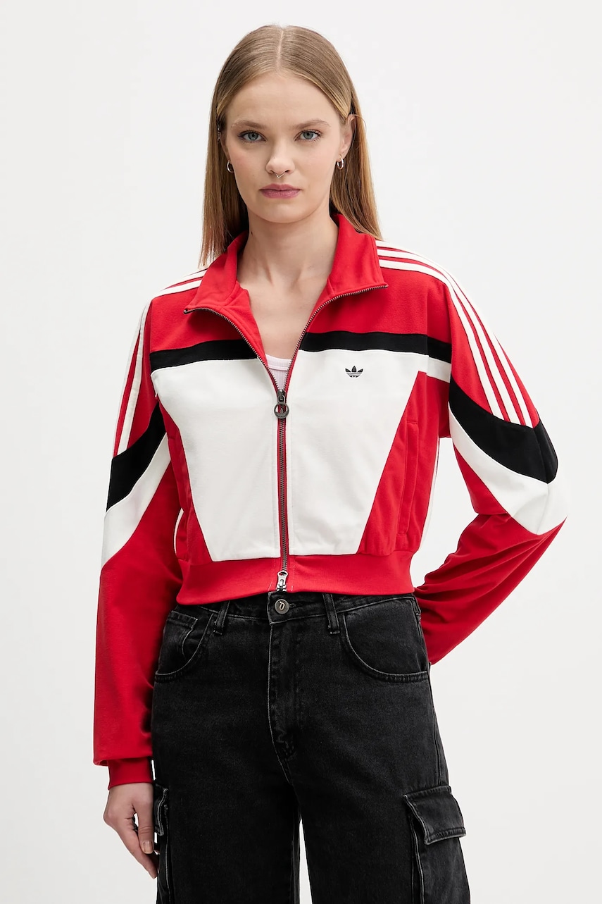 adidas Originals bluză Tracktop culoarea roșu, cu imprimeu, JY2387