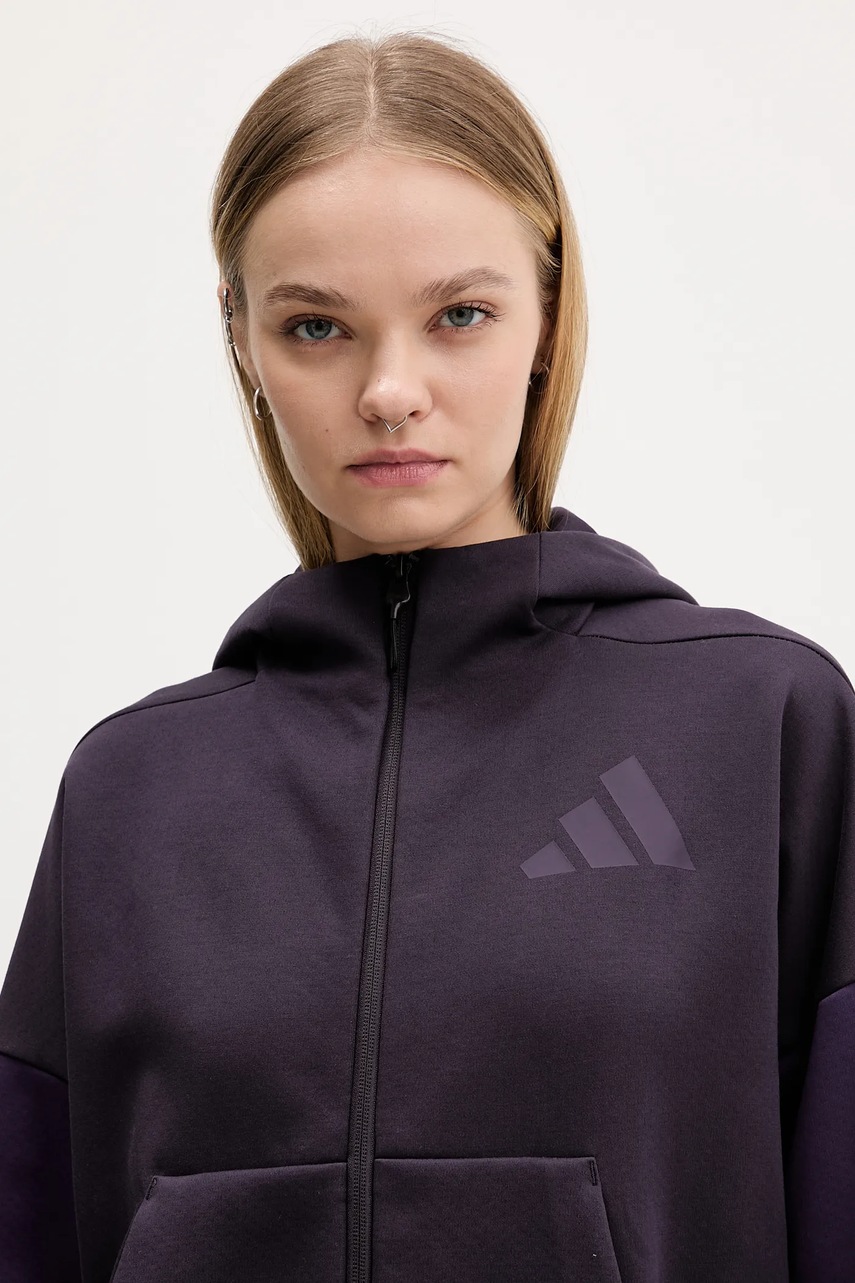 Μπλούζα adidas adidas x Z.N.E χρώμα: μοβ, με κουκούλα, KC0990 φωτογραφία
