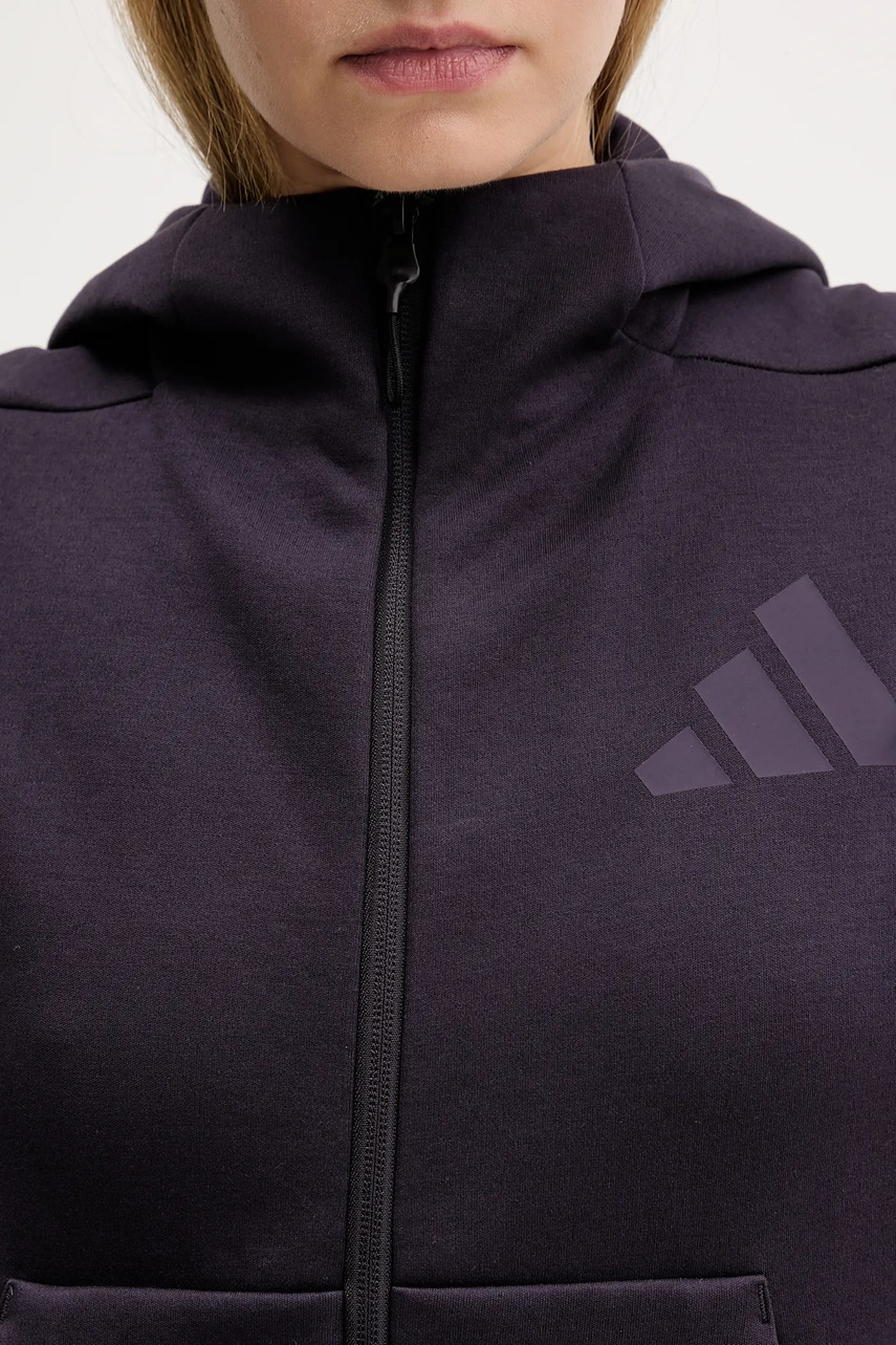 Μπλούζα adidas adidas x Z.N.E χρώμα: μοβ, με κουκούλα, KC0990 φωτογραφία