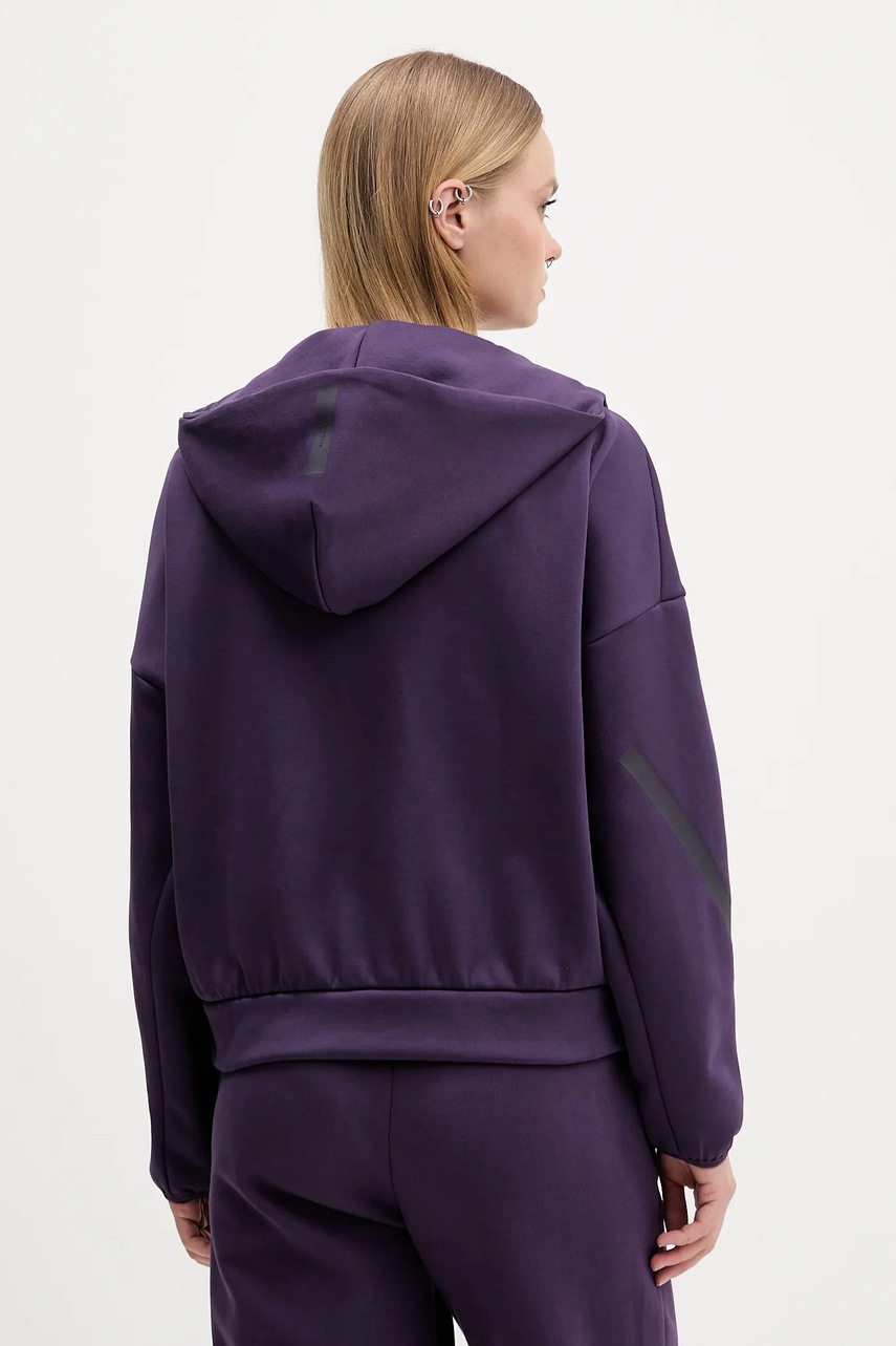 Μπλούζα adidas adidas x Z.N.E χρώμα: μοβ, με κουκούλα, KC4569 φωτογραφία