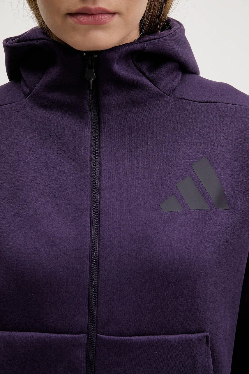 Μπλούζα adidas adidas x Z.N.E χρώμα: μοβ, με κουκούλα, KC4569 φωτογραφία