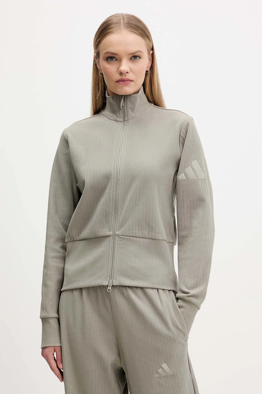 adidas bluză All Szn Winterized culoarea verde, uni, JW7435