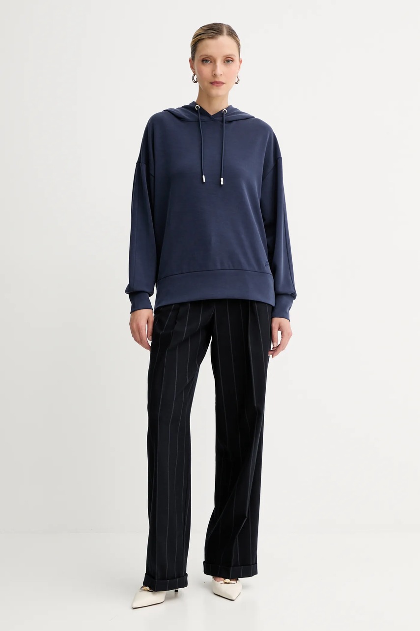 Кофта BOSS Orange цвет синий с капюшоном однотонная 50551451