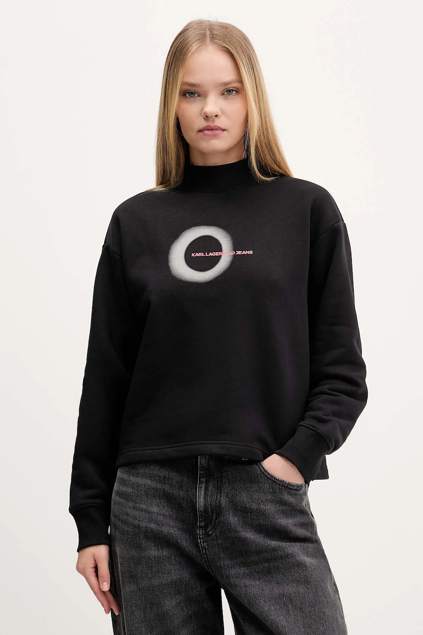 Karl Lagerfeld Jeans bluză culoarea negru, cu imprimeu, A4W20002