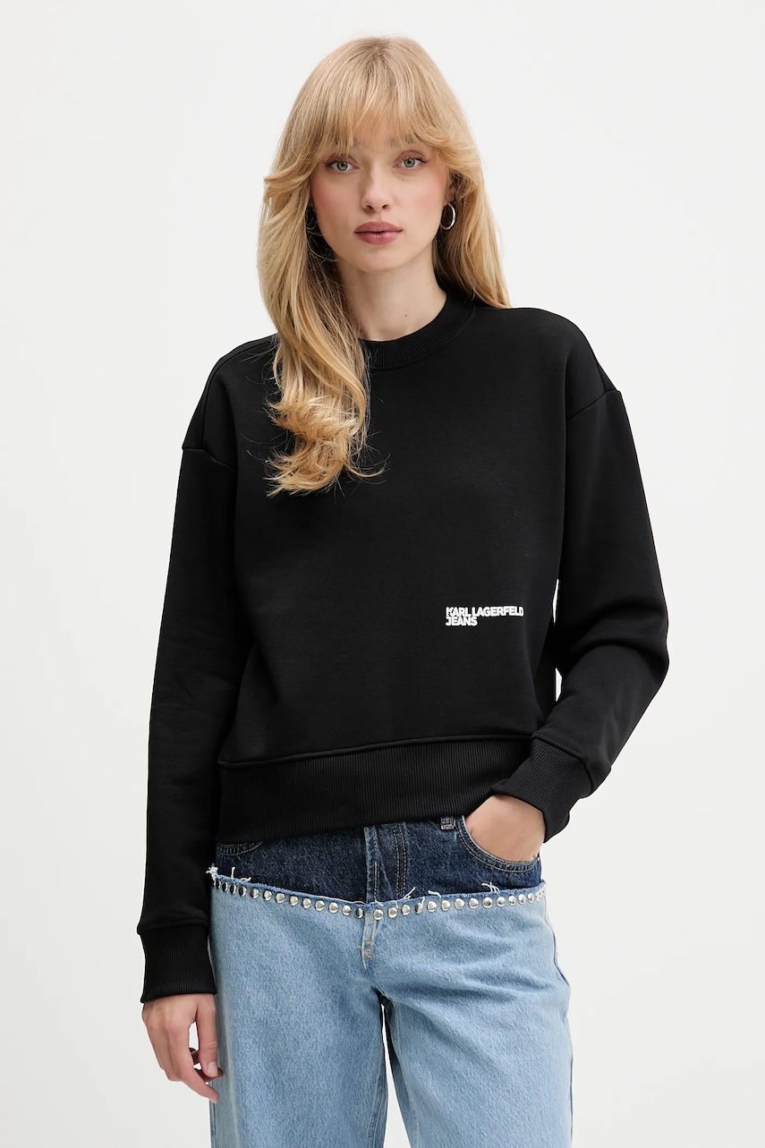 Karl Lagerfeld Jeans bluză culoarea negru, cu imprimeu, A4W20003