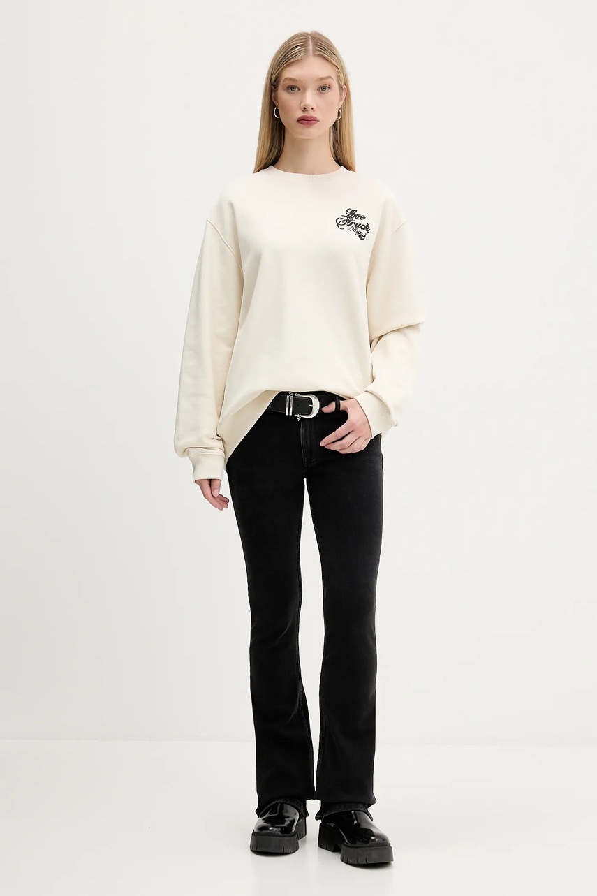 Хлопковая кофта Hugo Blue цвет бежевый с принтом 50550142