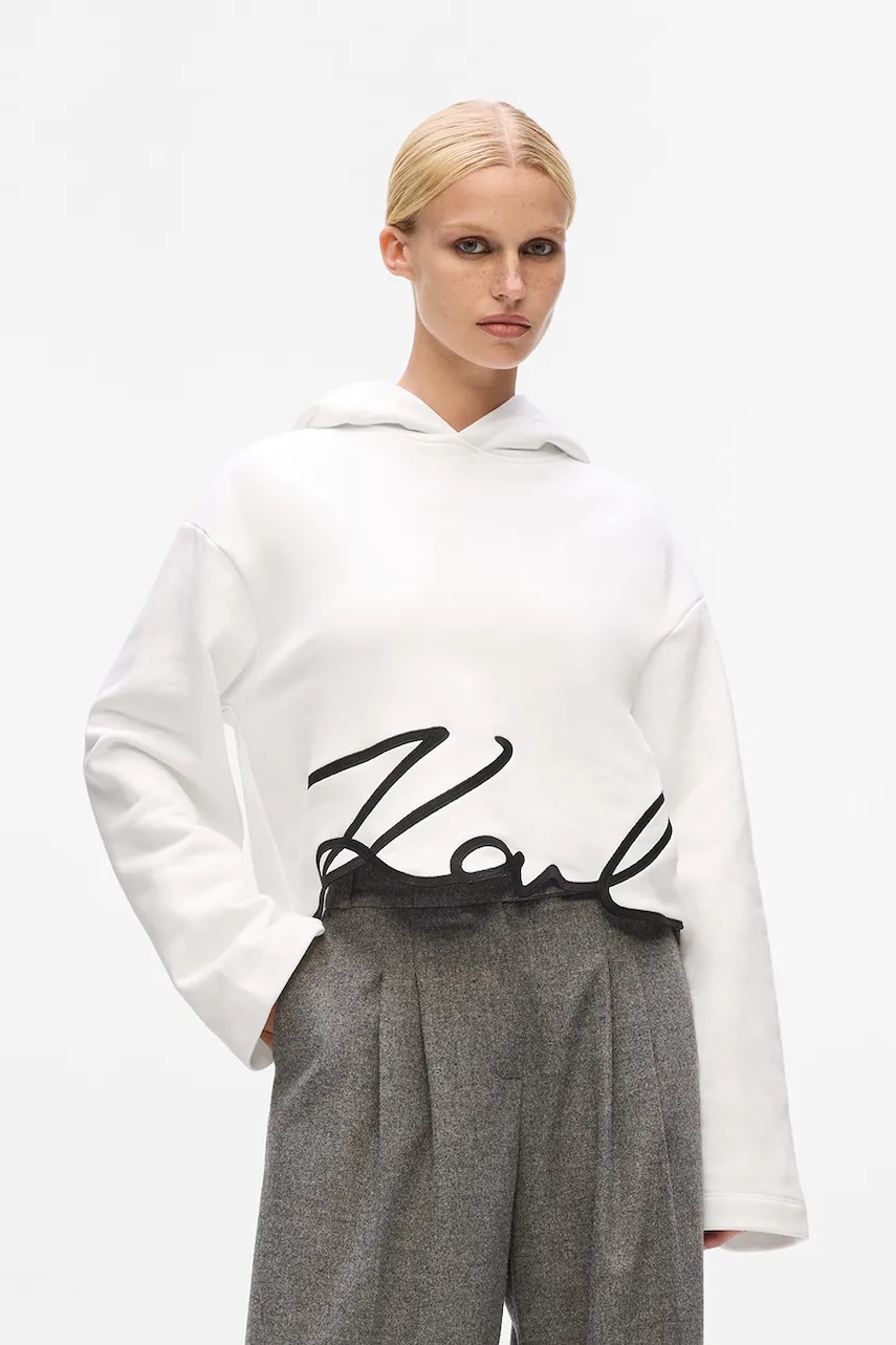 Karl Lagerfeld bluză culoarea alb, cu imprimeu, A4W20039