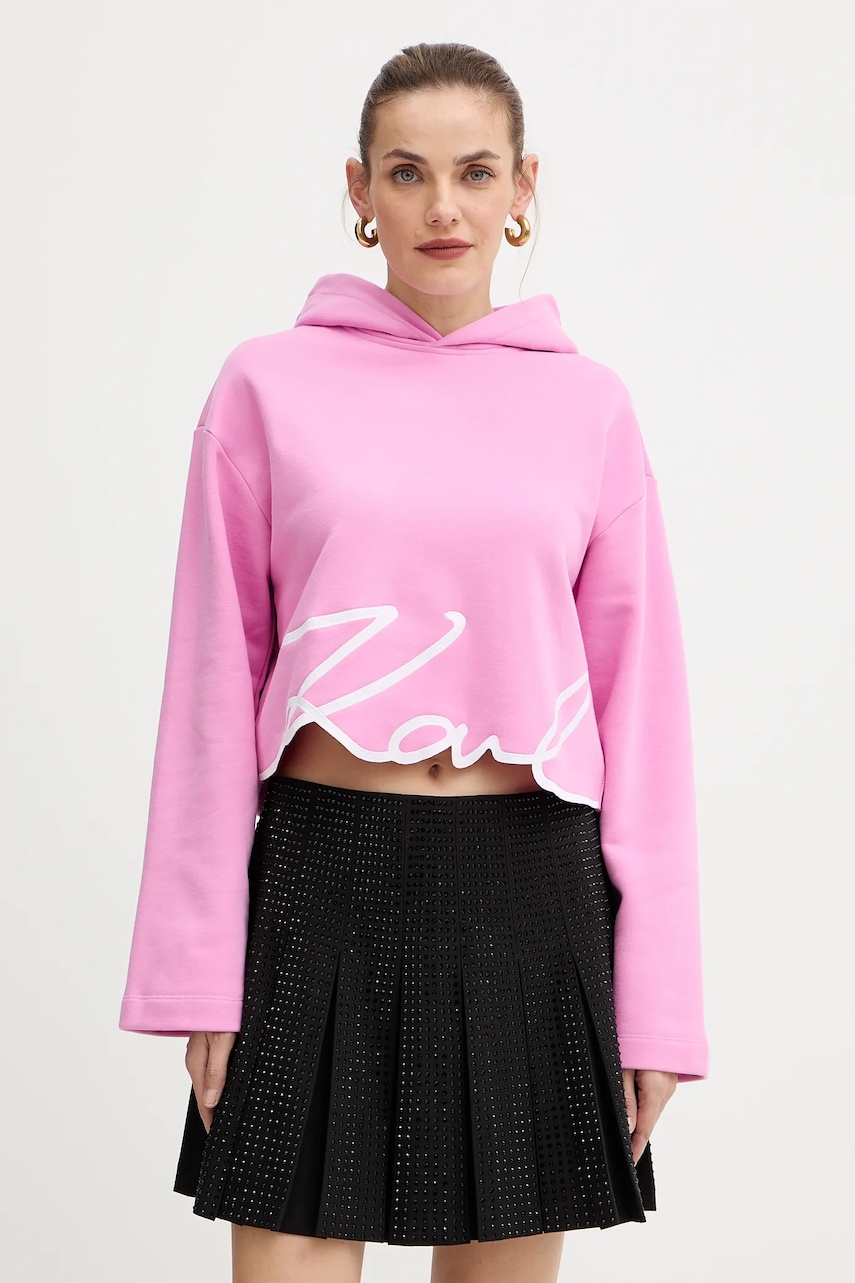 Karl Lagerfeld bluză culoarea roz, cu imprimeu, A4W20039