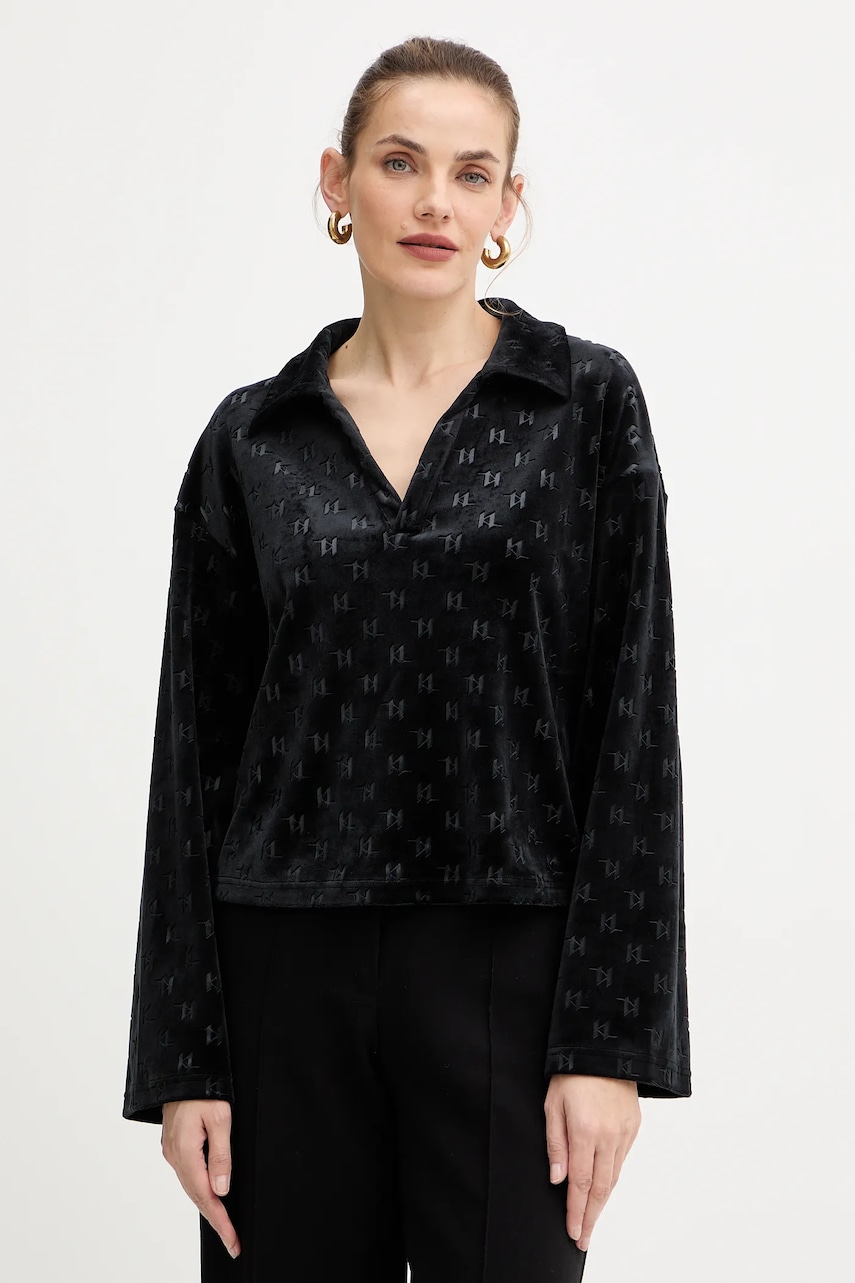 Karl Lagerfeld bluză culoarea negru, A4W44007