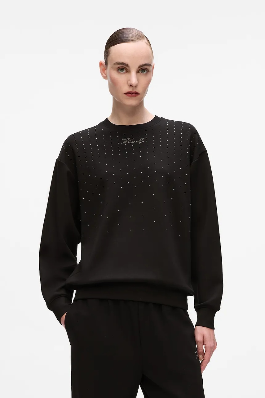 Karl Lagerfeld bluză culoarea negru, cu imprimeu, A4W20038