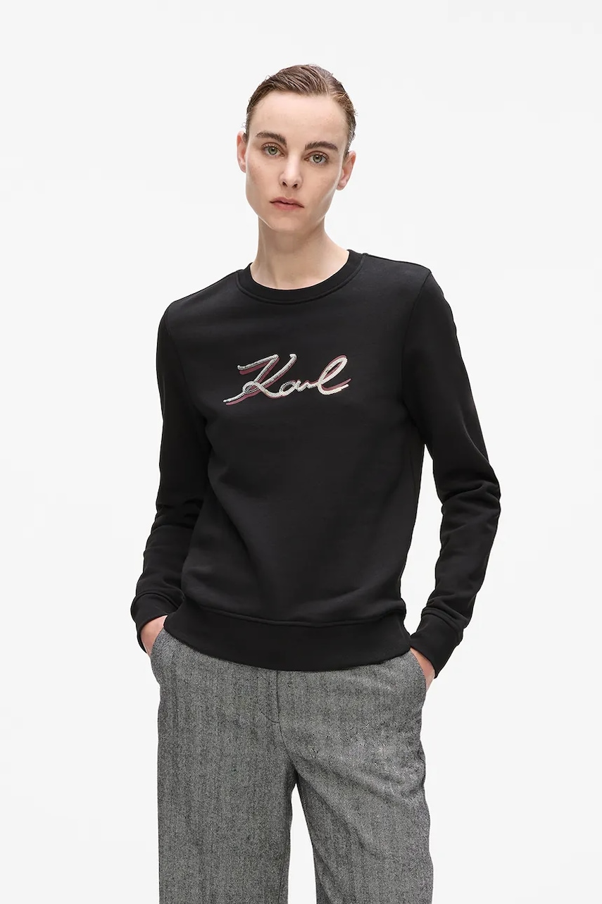 Karl Lagerfeld bluză culoarea negru, cu imprimeu, A4W20041