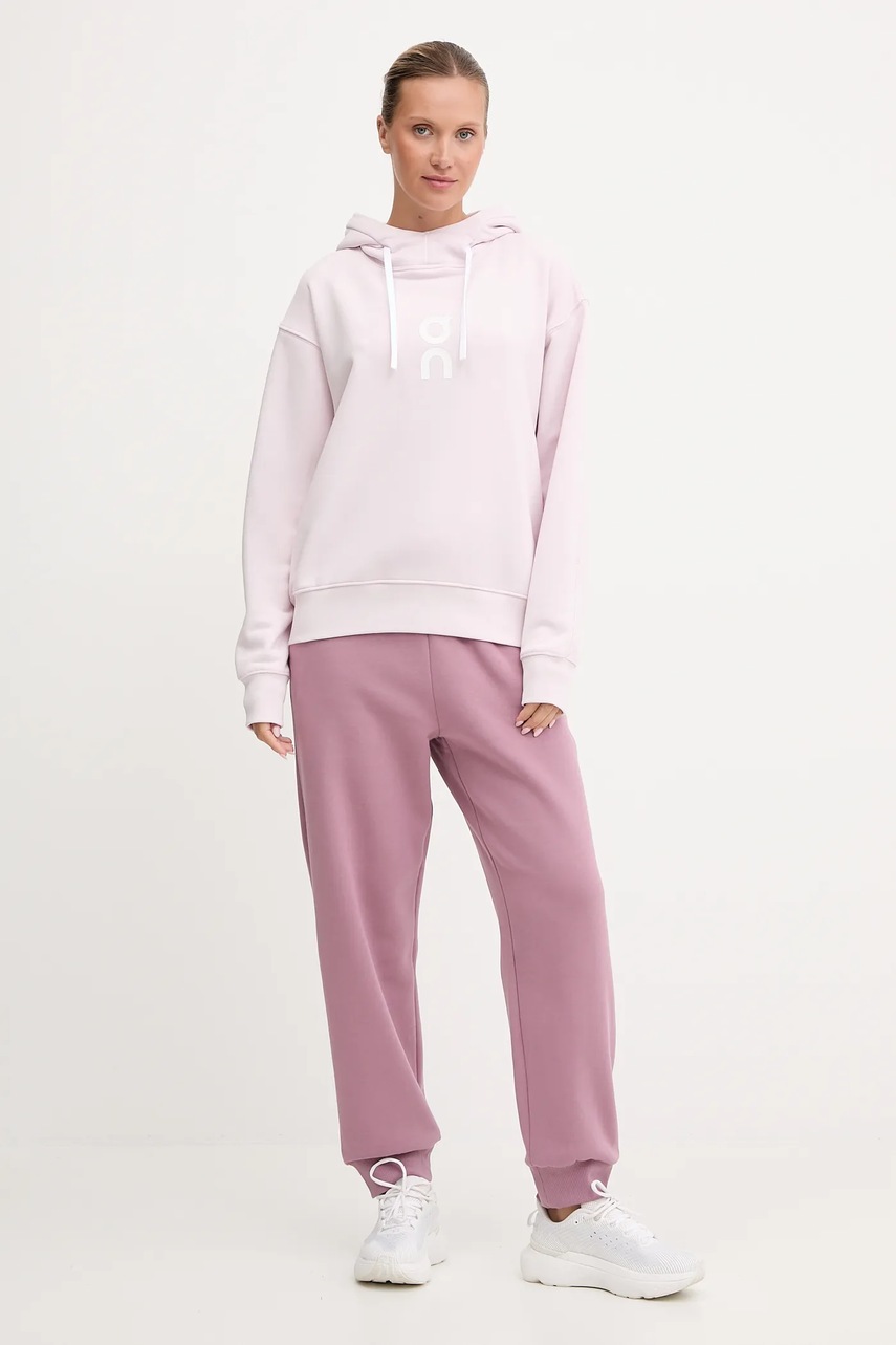 Кофта ON running Club цвет розовый с капюшоном с принтом 1WE10043368