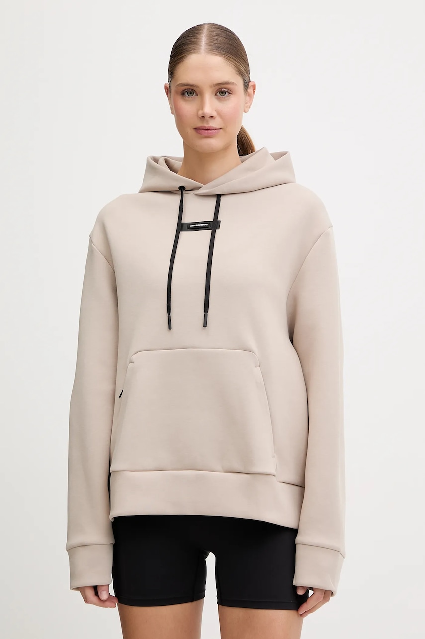 ON hanorac de antrenament Focus Tech culoarea bej, cu glugă, uni, 1WF30360603