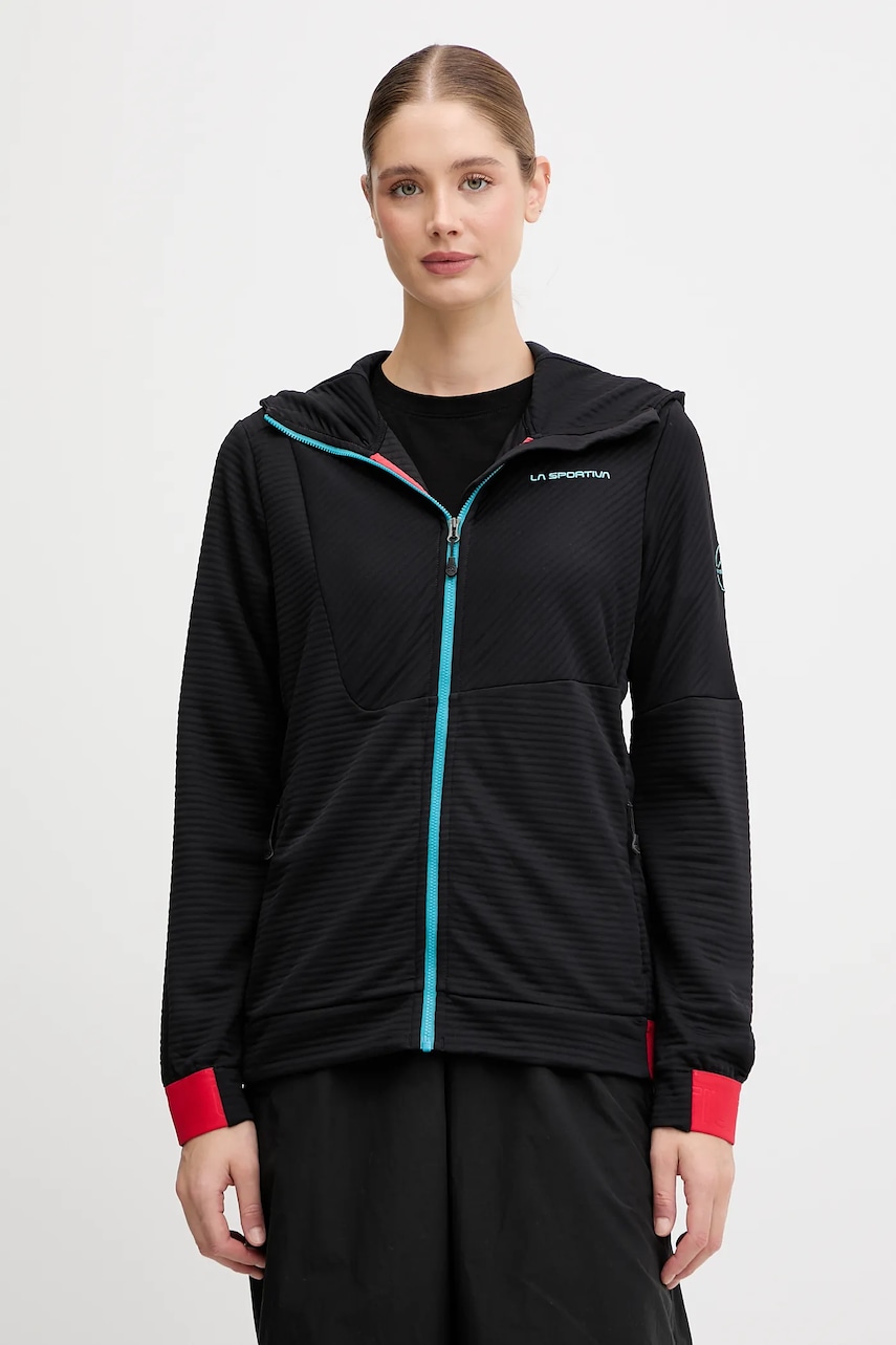 LA Sportiva hanorac Mood culoarea negru, cu glugă, uni, ZACF002