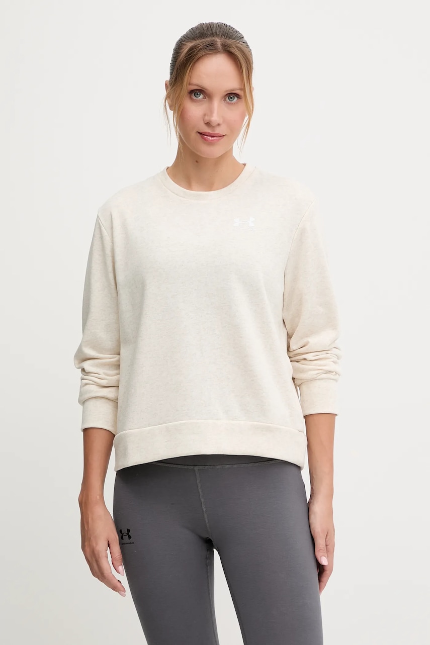 Under Armour bluză Rival Terry culoarea violet, cu imprimeu, 1389659