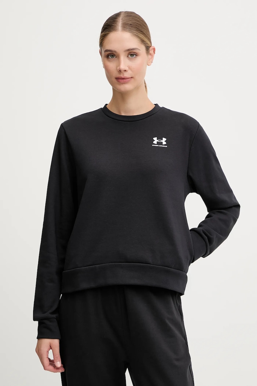 Levně Dětská mikina Under Armour Rival Terry dámská, černá barva, s potiskem, 1389659